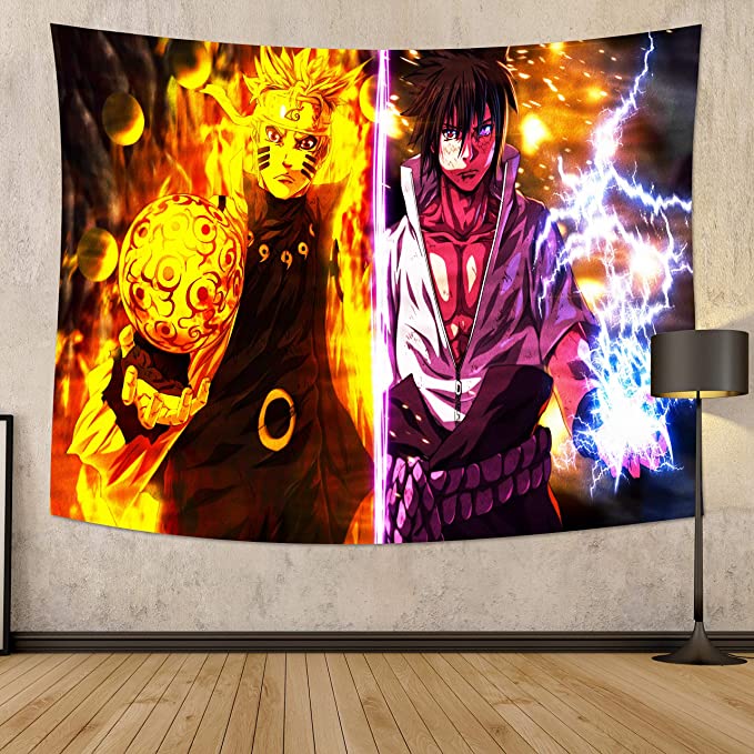 Naruto and Sasuke 6 Paths Wall Tapestry Live Like Anime